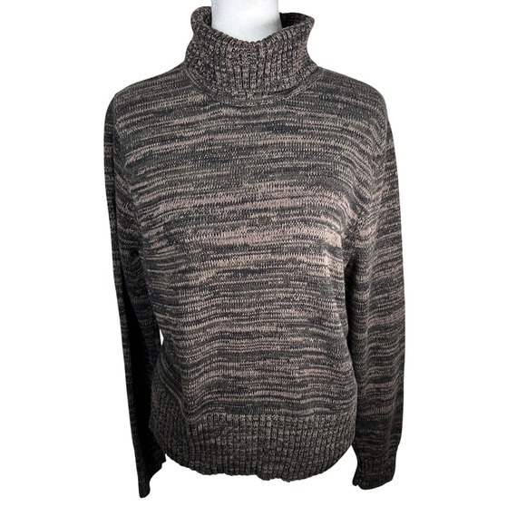 JEANNE PIERRE Sweaters - JEANNE PIERRE Neutral Marled Knit‎ Turtleneck Cotton Sweater Women's Size Large